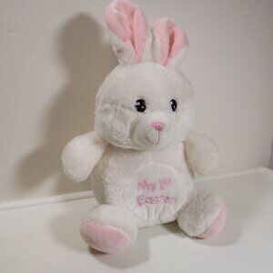 My First Easter white bunny plush rabbit with rattle BABY Girl